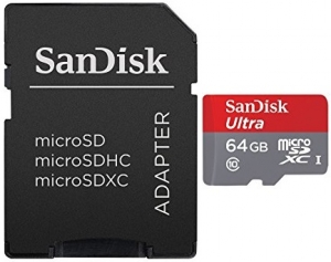 SanDisk 64GB MicroSD Card + SD Adapter